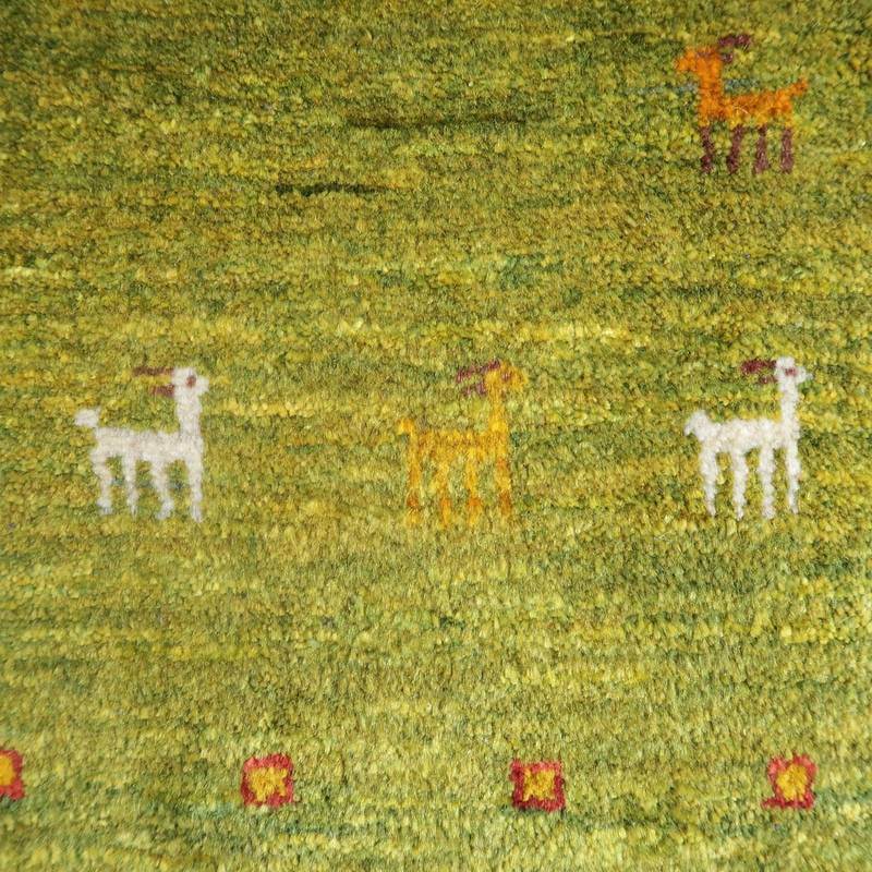 プレミアムギャッベ 絨毯／ホシナマイ（ルリバフ） 82×60cm イラン産 ギャベ 手織り 玄関マット ウール ラグ ラグマット（HSS-65437）_画像4