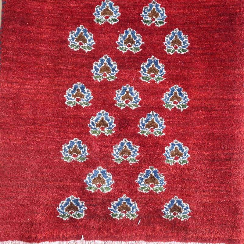 プレミアムギャッベ 絨毯／ホシナマイ（ルリバフ） 90×57cm イラン産 ギャベ 手織り 玄関マット ウール ラグ ラグマット（HSS-168）