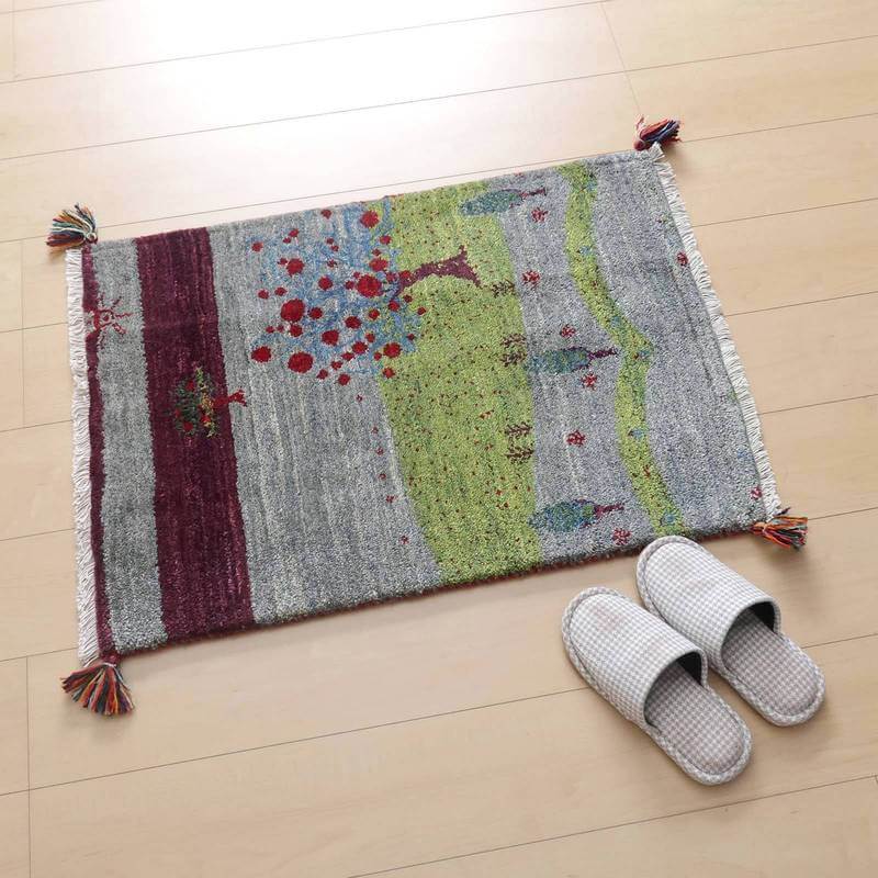 お気に入りの ギャベ イラン産 81×60cm 絨毯/ホシナマイ(ルリバフ