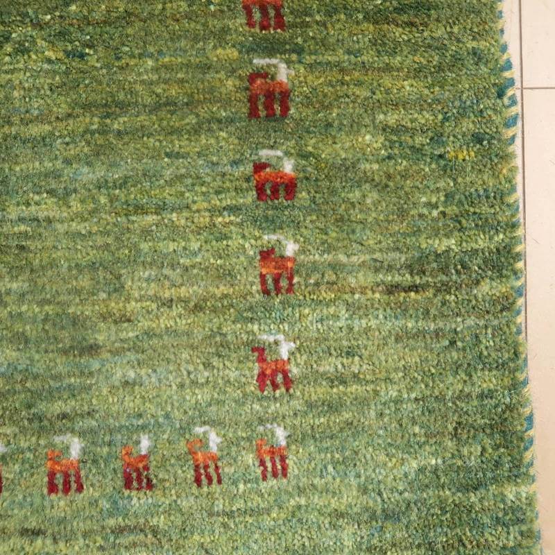 プレミアムギャッベ 絨毯／ホシナマイ（カシュクリ） 94×63cm イラン産 ギャベ 手織り 玄関マット ウール ラグ ラグマット（HSS-72622）_画像4