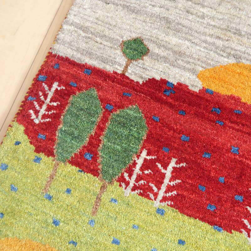 プレミアムギャッベ 絨毯／ホシナマイ（ルリバフ） 89×58cm イラン産