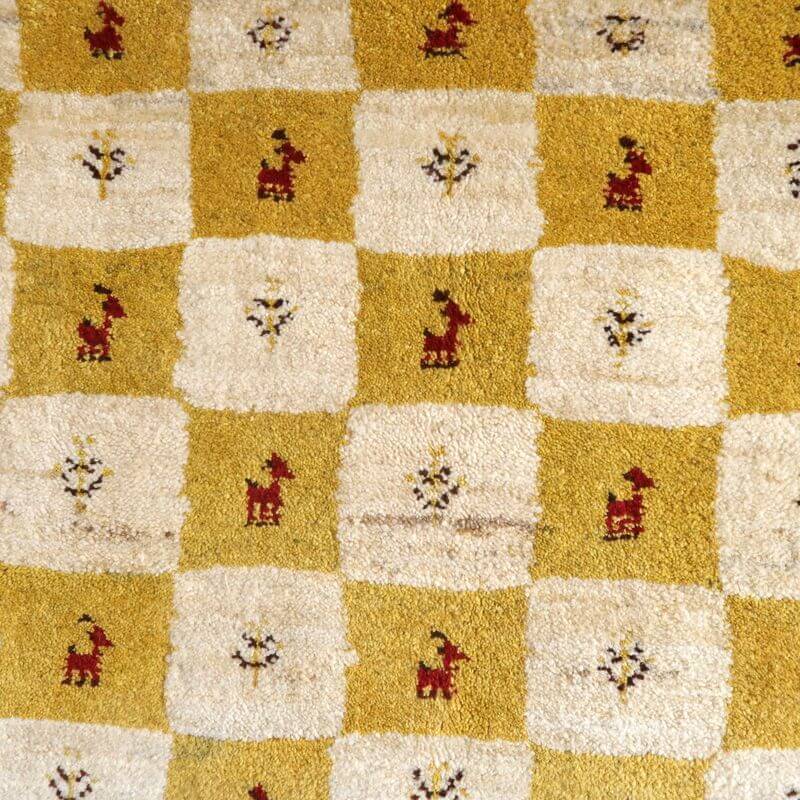 イラン製 ギャッベ ゾランヴァリ／カシュクリ 90×65cm 手織り ウール じゅたん　玄関マット ラグ 絨毯 ラグマット（ZSS-10755）_画像4