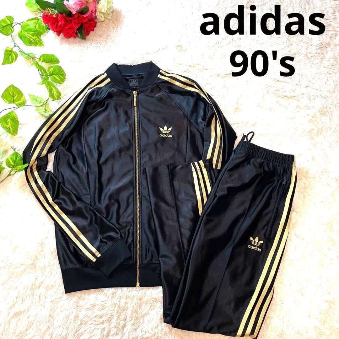 adidas トラックジャケット ジャージ セットアップ ブラック×ゴールド 通販