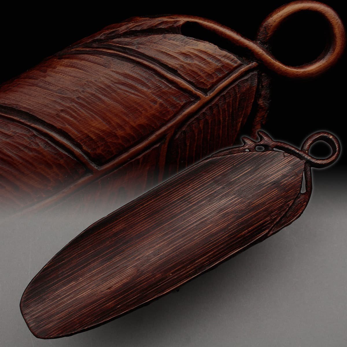 EI688 煎茶道具竹彫葉形茶合・竹雕叶式茶量全長17.8cm 重35g・竹茶合