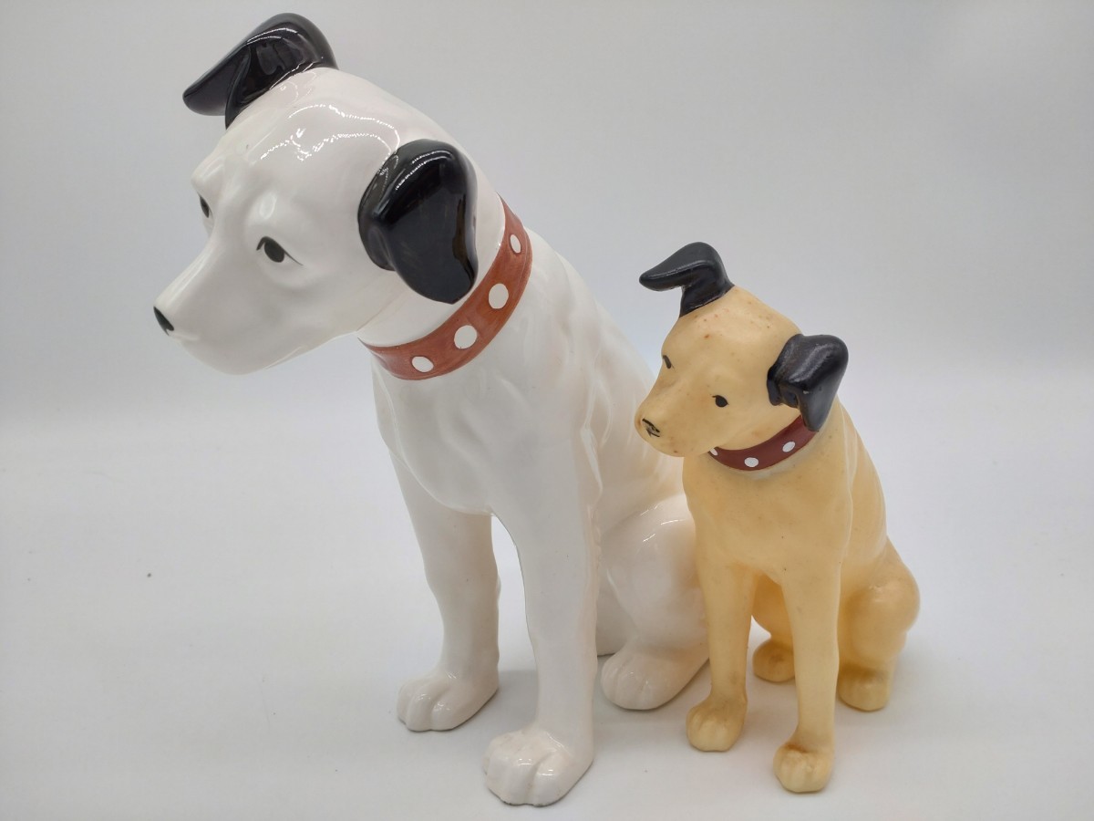 当時物 レトロ ビクター ニッパー犬 ソフビ 陶器 まとめて 2体