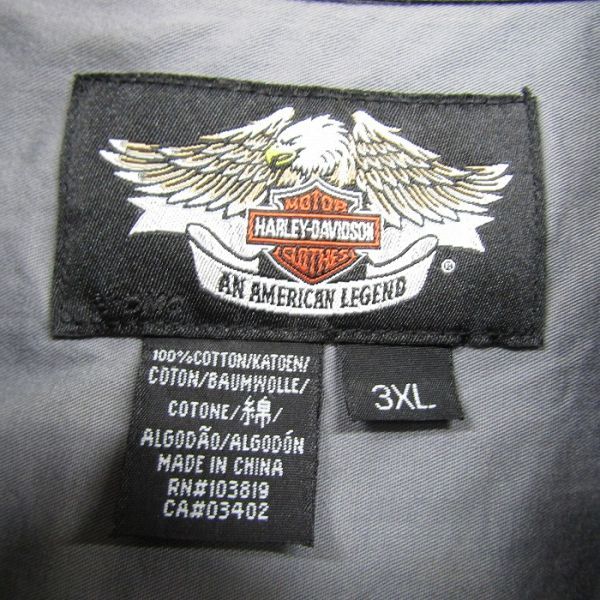  большой размер 3XL HARLEY DAVIDSON короткий рукав рубашка work shirt box вышивка серый черный Harley Davidson б/у одежда Vintage 3JU0203