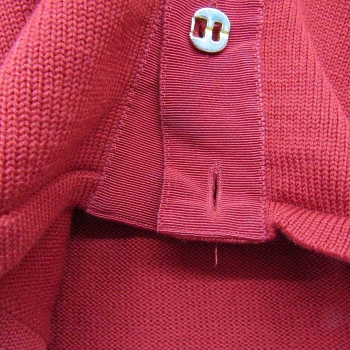 イタリア製 Salvatore Ferragamo サイズ S~ ウール カーディガン ニット セーター ハイゲージ 赤 フェラガモ 古着 ビンテージ 3JU2750_画像8