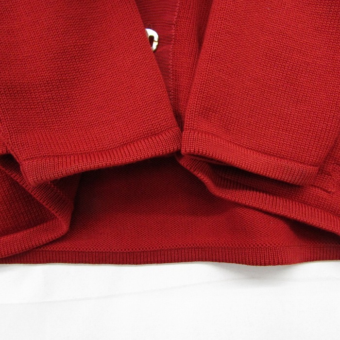 イタリア製 Salvatore Ferragamo サイズ S~ ウール カーディガン ニット セーター ハイゲージ 赤 フェラガモ 古着 ビンテージ 3JU2750_画像6