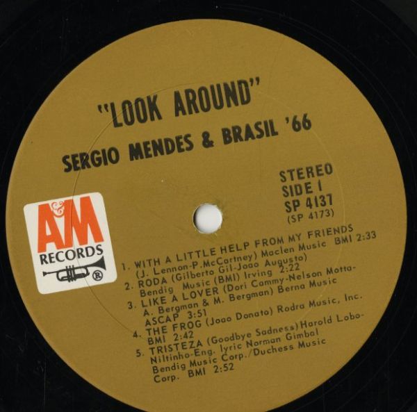 68年 USオリジナル Sergio Mendes & Brasil '66 - Look Around [A&M SP 4137] ステレオ盤 Dave Grusin 参加 Latin Jazz Samba_画像3