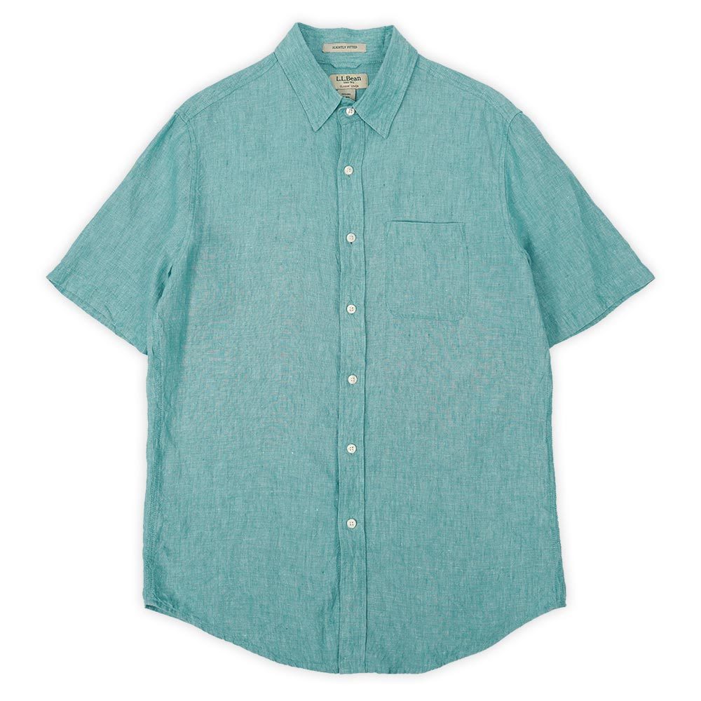 レビュー高評価のおせち贈り物 エルエルビーン L.L.Bean 00's リネンシャツ 半袖 旧タグ アウトドア Y2K ビンテージ 古着 (-9686) グリーン / 緑 M 男性用