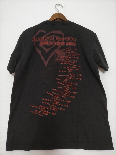 状態良好 00s Marilyn Manson マリリンマンソン 2007 ワールドツアー Tシャツ SHOOTボディ M ★ビンテージバンドＴの画像2