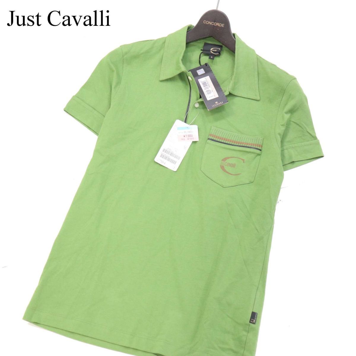 【新品 未使用】 Just Cavalli ジャストカヴァッリ 春夏 ロゴ ポケット★ 半袖 ポロシャツ Sz.S　メンズ 定価2.6万★　I3T00243_6#A_画像1