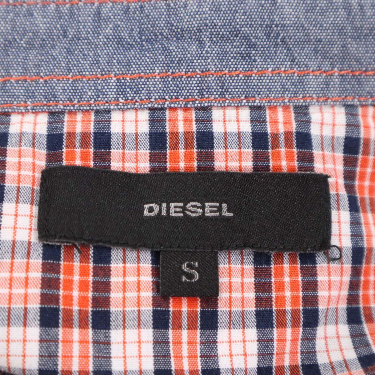 美品★ DIESEL ディーゼル 通年★ 長袖 ウエスタン チェック シャツ Sz.S　メンズ　I3T00458_7#C_画像5