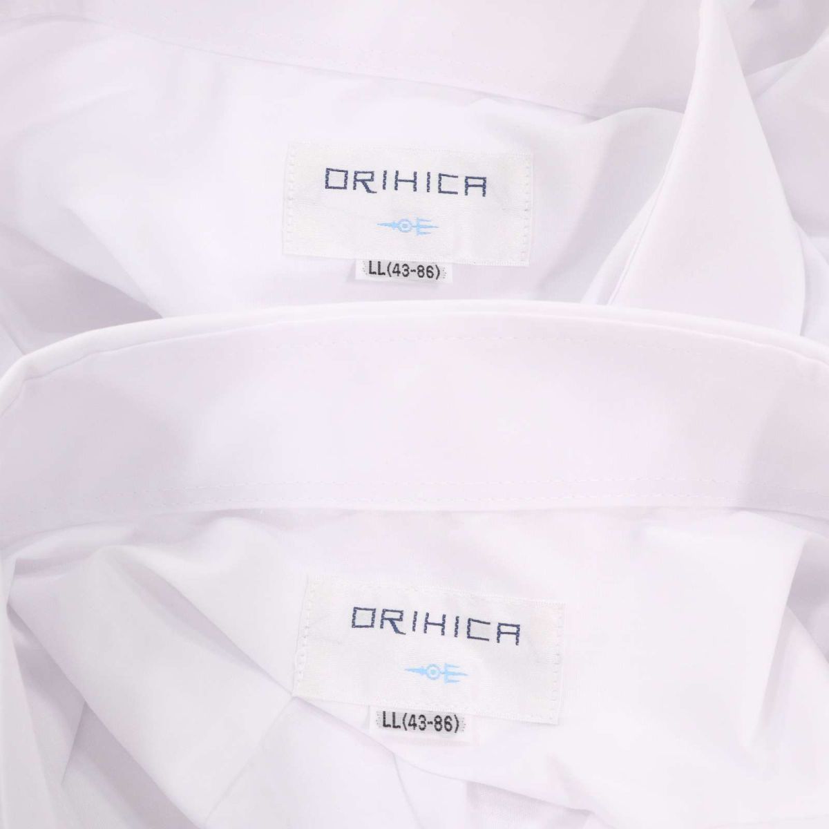 【新品 未使用】 ORIHICA オリヒカ 形態安定 抗菌防臭★ 長袖 シャツ ワイシャツ 2枚セット Sz.LL　メンズ 白 ビジネス　I3T00505_7#C_画像7