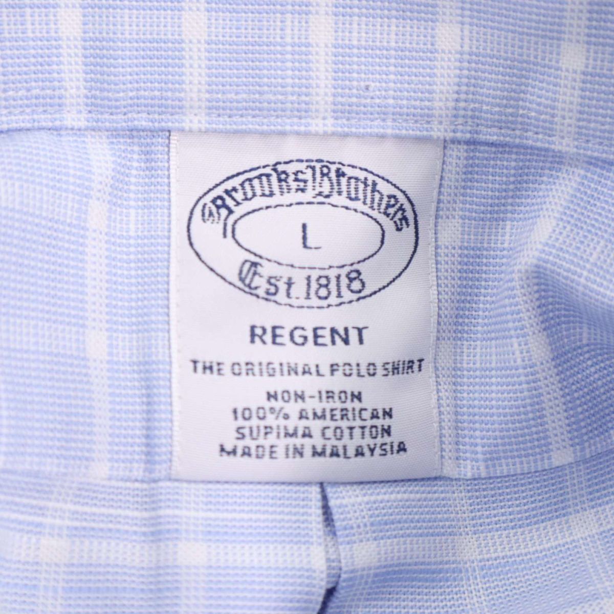 Brooks Brothers ブルックスブラザーズ REGENT★ 長袖 スーピマコットン ボタンダウン チェック シャツ Sz.L　メンズ　I3T00644_7#C_画像6