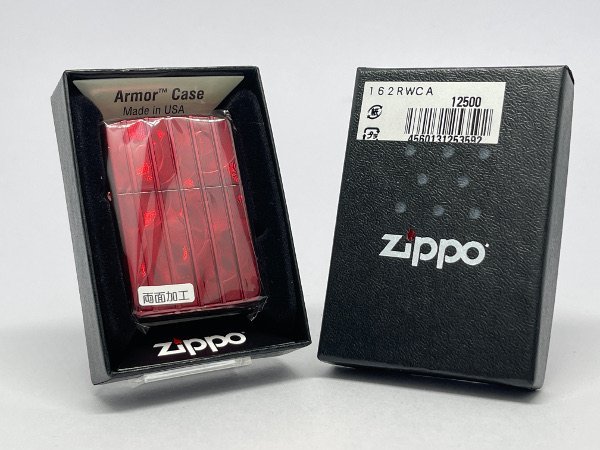 送料無料 ZIPPO[ジッポー]両面加工アーマーランダムウェーブカットRD タテ クリアレッドコーティング162RWCA_画像4