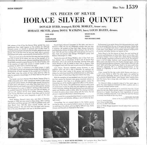 249218 HORACE SILVER QUINTET / Six Pieces Of Silver(LP)_画像2