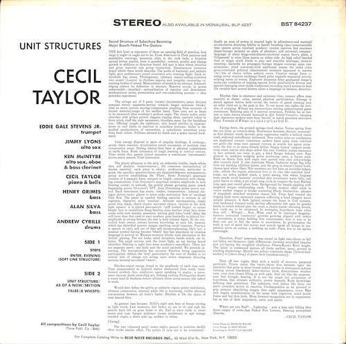 249184 CECIL TAYLOR / Unit Structures(LP)_画像2