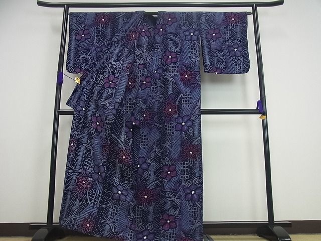 平和屋着物□極上夏物浴衣有松鳴海絞り綿トンボ短冊花文逸品3 | JChere