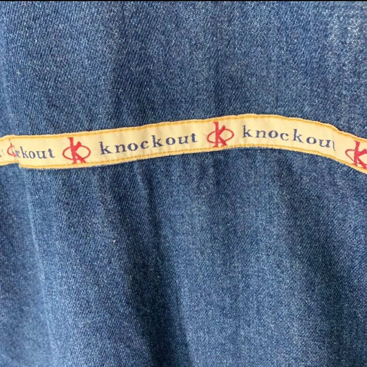 《USA製》90s Knockout JEANS 刺繍ロゴ  デニムジャケット ビンテージ デニムカバーオール