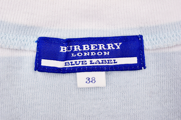 Y-6030★送料無料★美品★BURBERRY LONDON BLUE LABEL バーバリーロンドン★正規品 日本製 左胸ロゴ刺繍 ボーダー 半袖 T-シャツ ３８の画像5