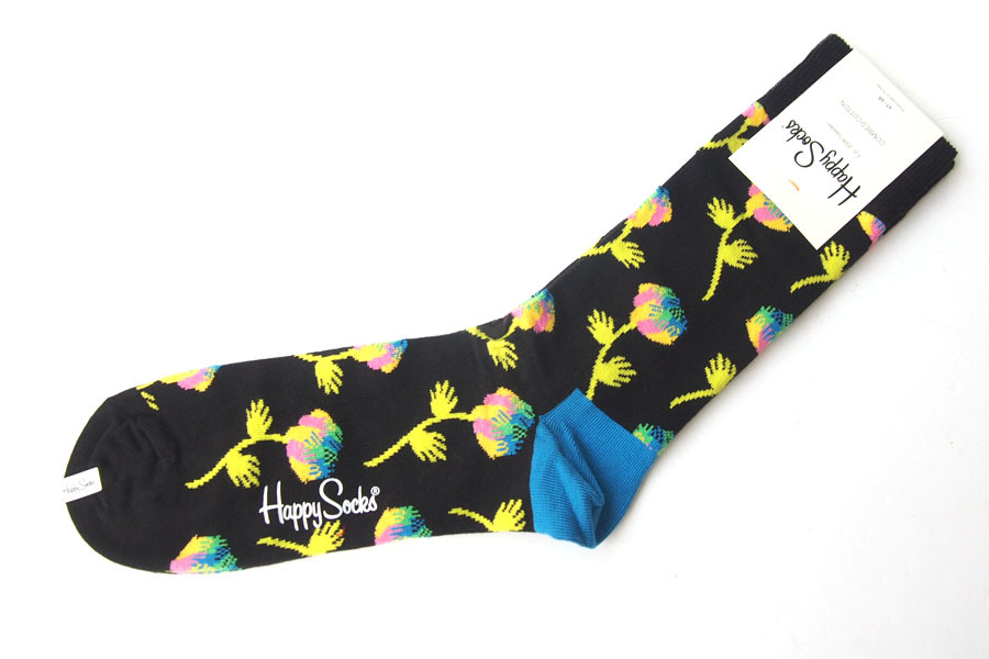 送料無料★新品｜未使用｜ハッピーソックス｜happy socks｜クルー丈カジュアルソックス｜ハンドフラワー柄｜Hand Flower Sock｜10117077