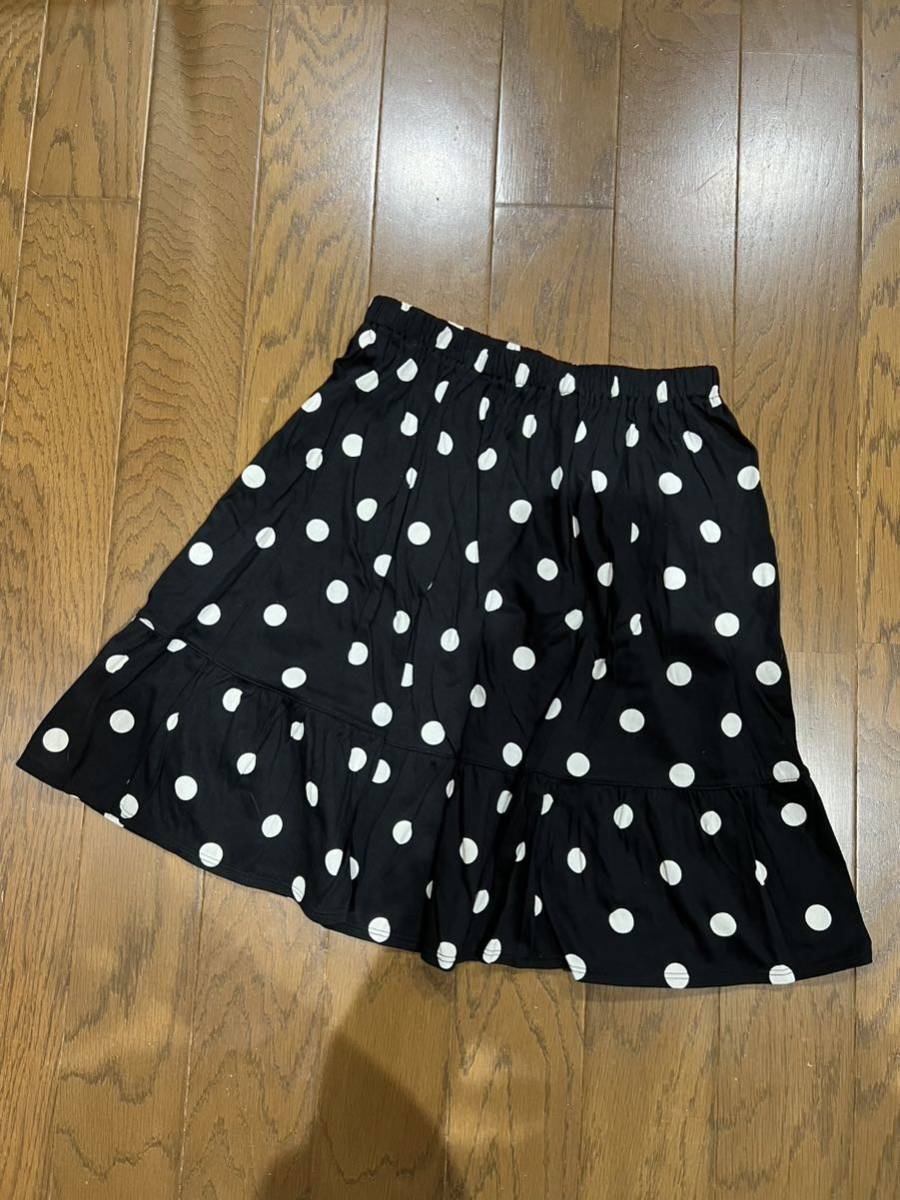 VIVID vere vi vi dovela child clothes setup 140 polka dot black × white Kids no sleeve skirt 