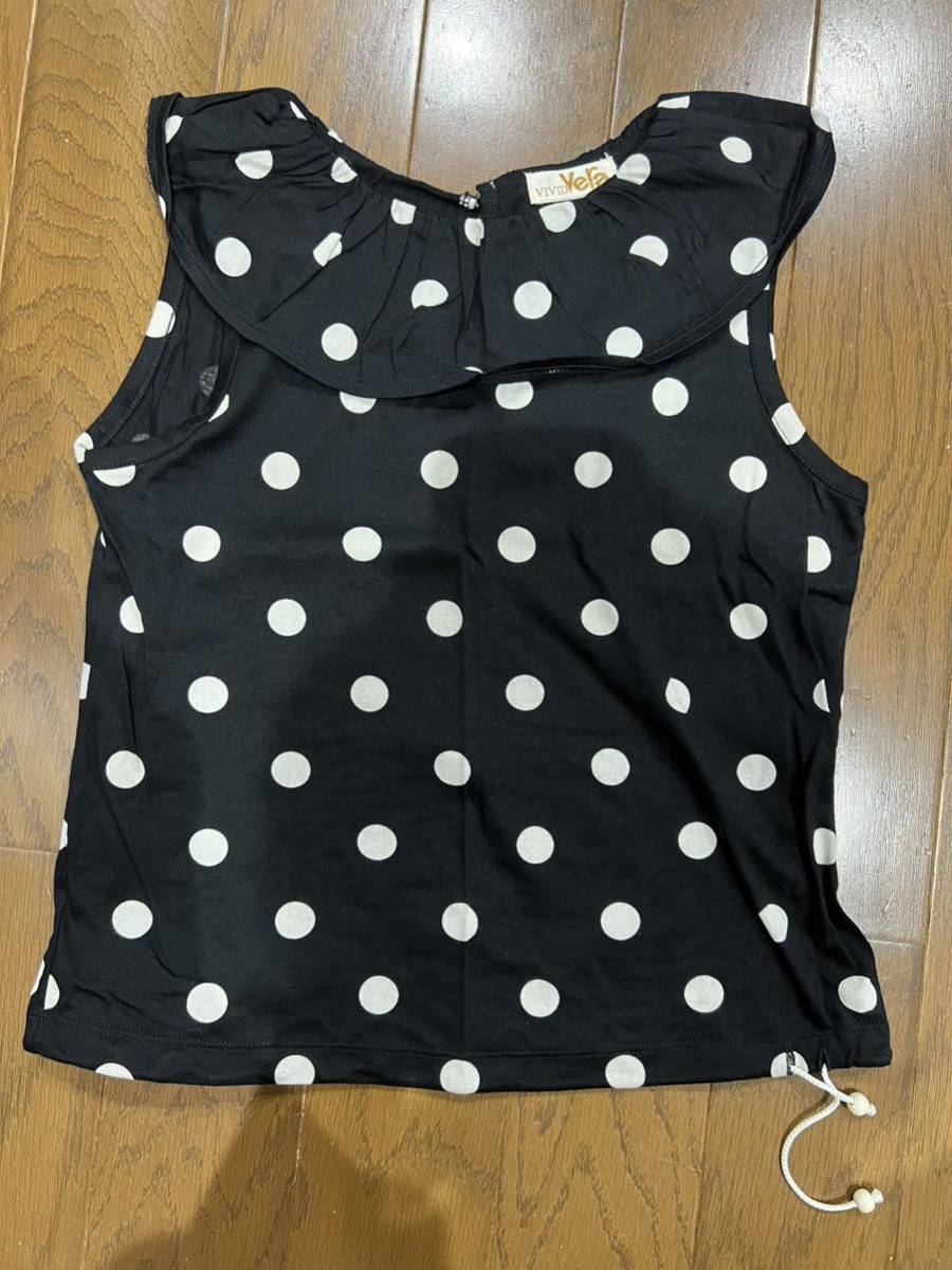 VIVID vere vi vi dovela child clothes setup 140 polka dot black × white Kids no sleeve skirt 