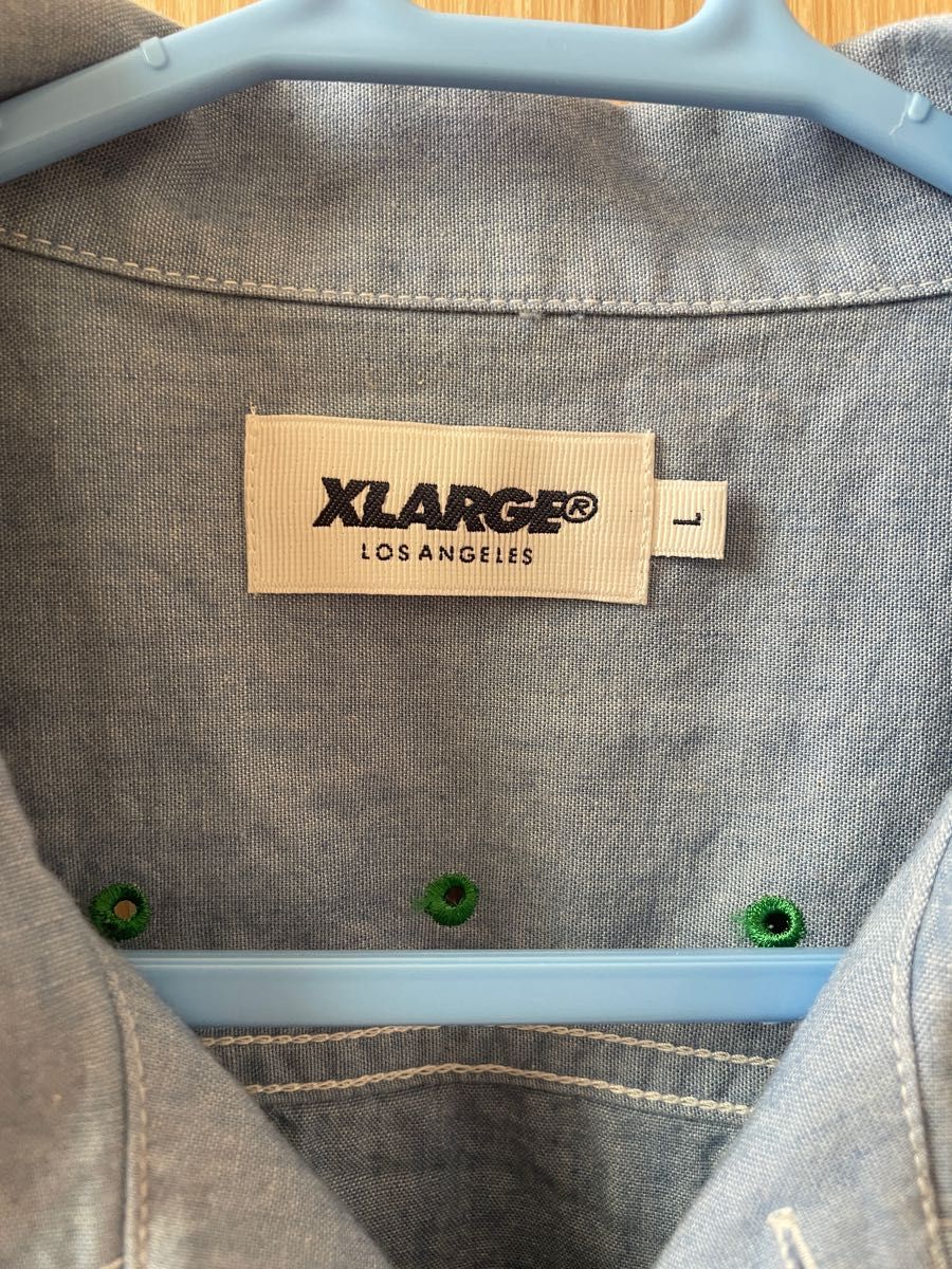 X-LARGE（エクストララージ） S/S OG WORK SHIRT 半袖 ワークシャツ/半袖シャツ/L/ブルー