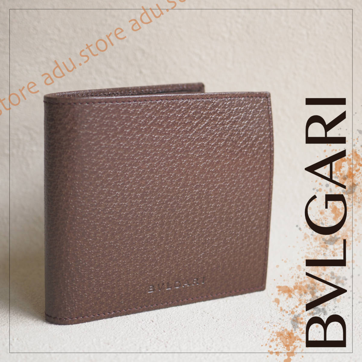 未使用極美品★ ブルガリ BVLGARI 二つ折り財布 コイン カードケース コンパクトウォレット ブラウン レザー / ブランド メンズ レディース_画像1