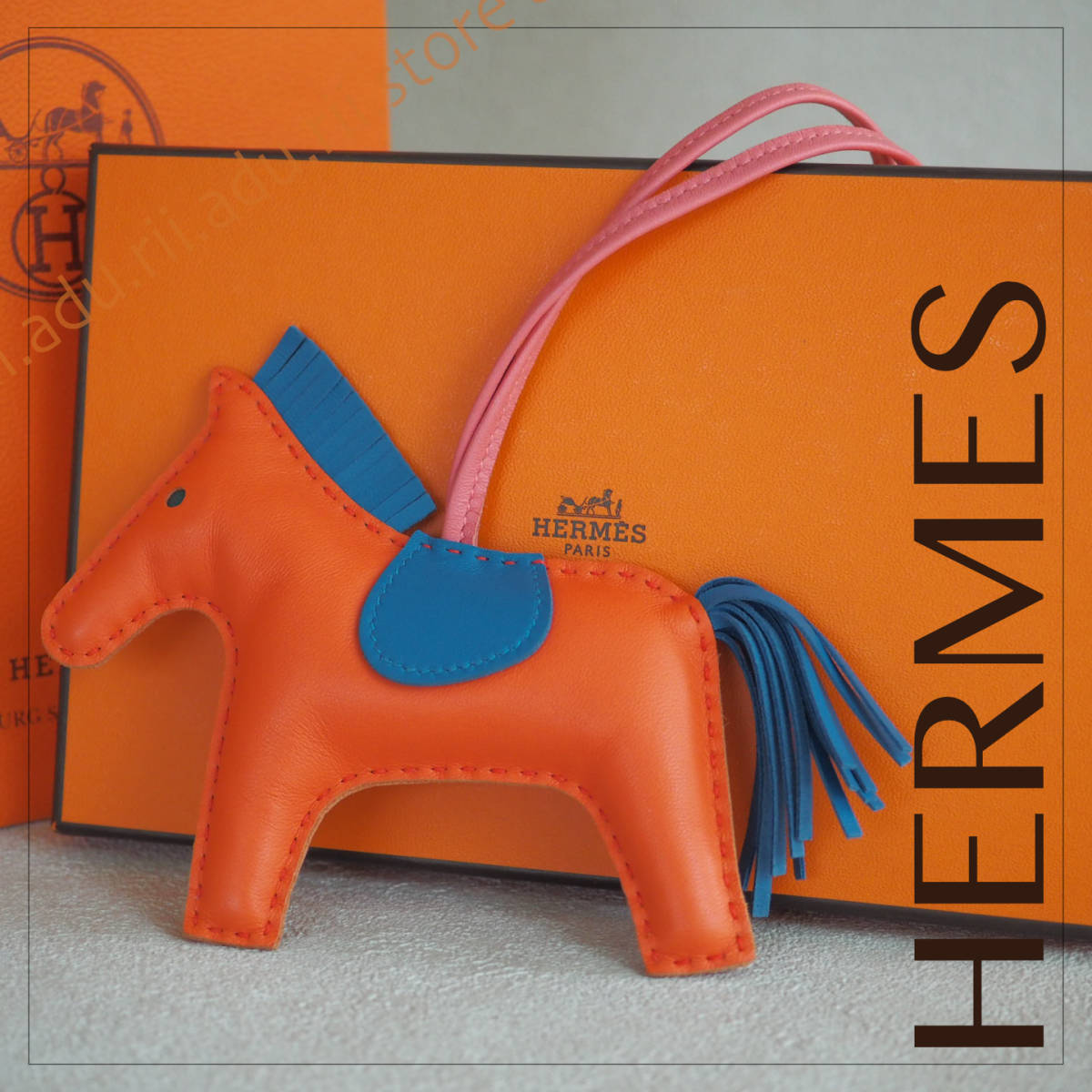  не использовался превосходный товар * Hermes HERMES Rodeo MM очарование брелок для ключа трехцветный orange ремешок овчина a Mu miro лошадь бренд 