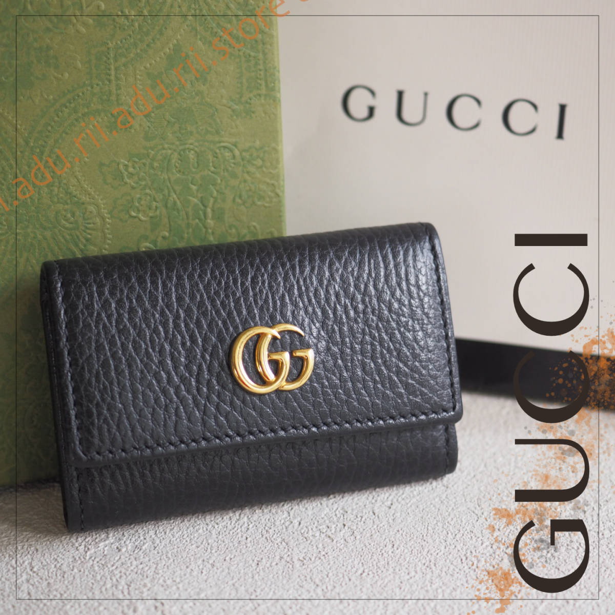 現行品！未使用極美品★ グッチ GUCCI GGマーモント 6連 キーケース 黒 ブラック レザー 456118 鍵 キーホルダー キーフック ブランド