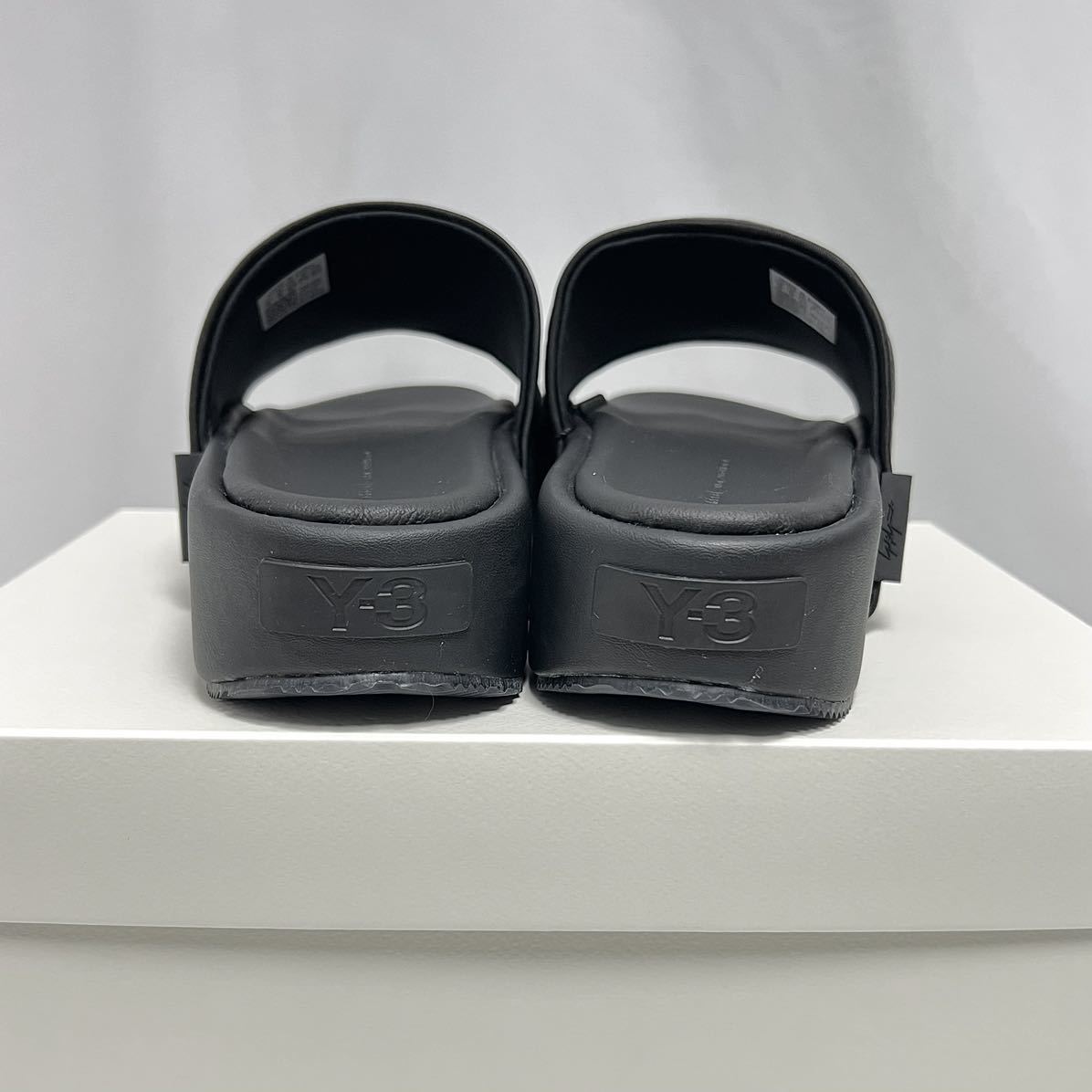 27.5cm 新品 Y-3 SLIDE Y3 スライド レザー サンダル ワイスリー ロゴ 厚底 スリッポン ブラック 黒 YOHJI YAMAMOTO adidas アディダス