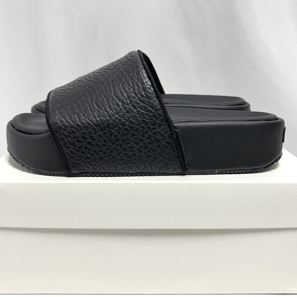 27.5cm 新品 Y-3 SLIDE Y3 スライド レザー サンダル ワイスリー ロゴ 厚底 スリッポン ブラック 黒 YOHJI YAMAMOTO adidas アディダス