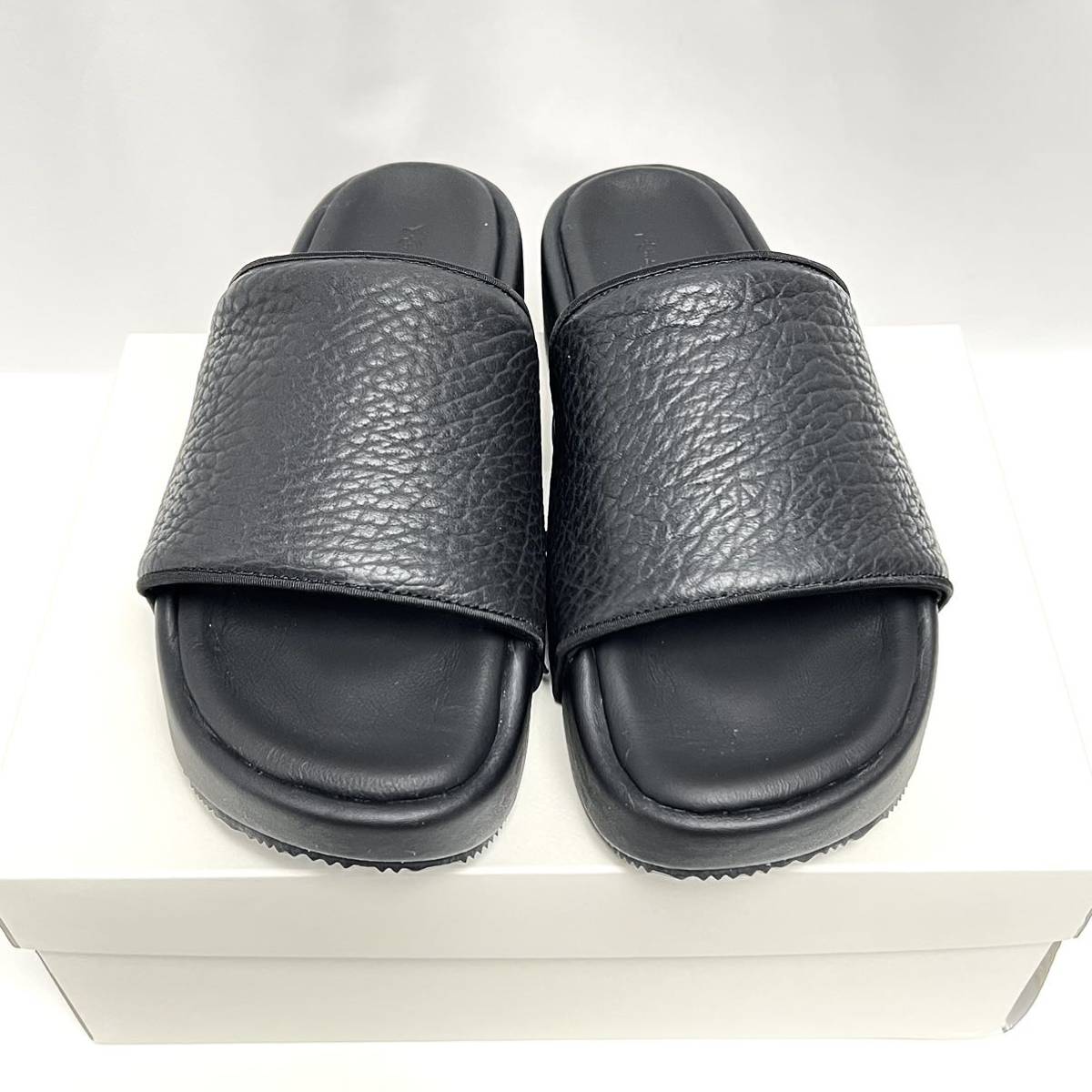 27.5cm 新品 Y-3 SLIDE Y3 スライド レザー サンダル ワイスリー ロゴ 厚底 スリッポン ブラック 黒 YOHJI YAMAMOTO adidas アディダス