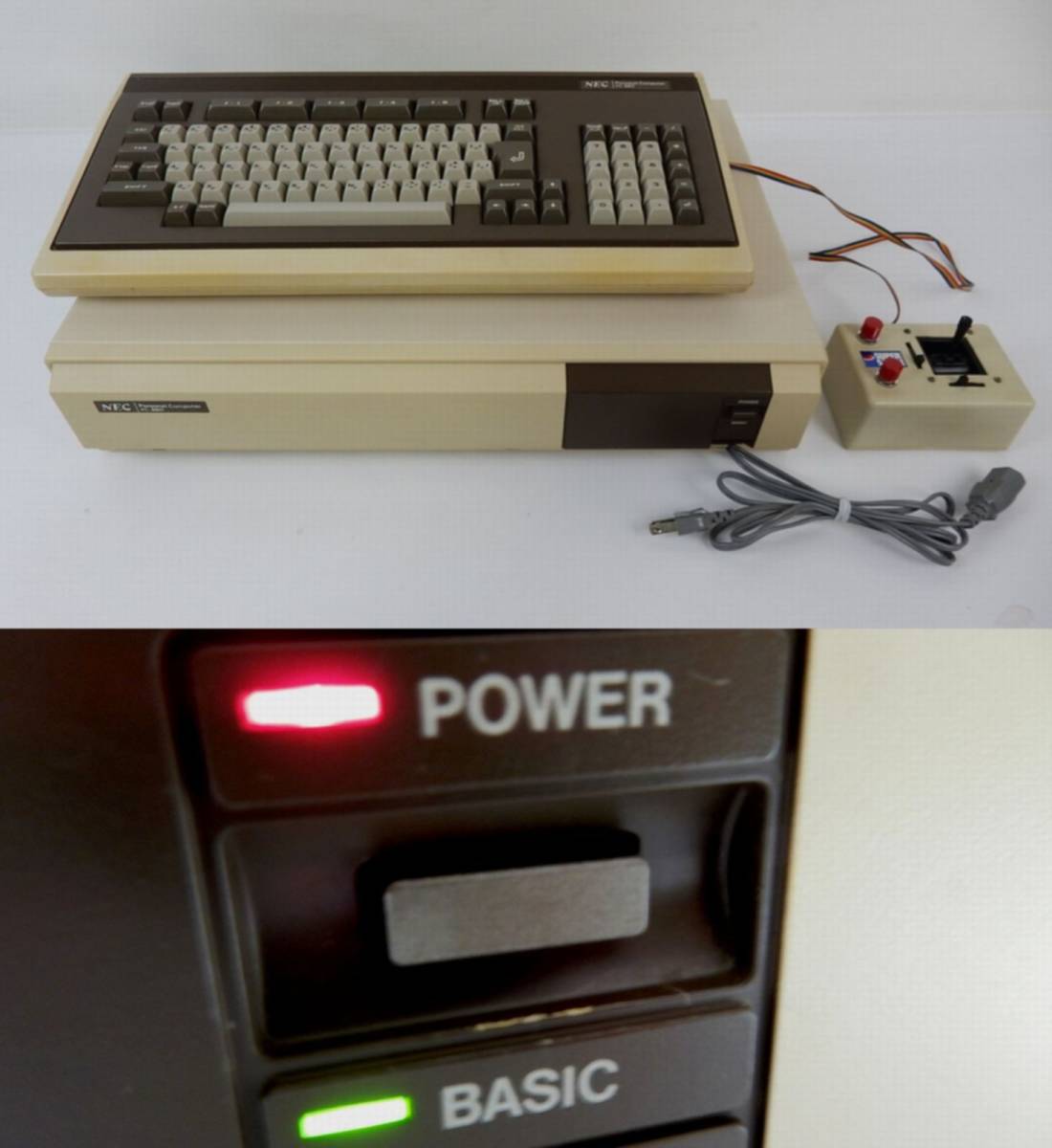【NEC】 PC-8801 初代 本体+キーボード+ SUPER STICK+サウンドユニットmkⅡ 増設ボード 通電確認のみ 中古品 JUNK 現状渡し 一切返品不可！