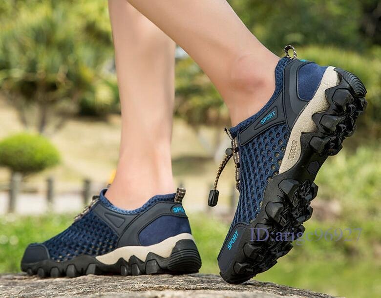 Q982* new goods water shoes men's sneakers water land both for aqua shoes marine shoes mesh fishing shoes blue 24.5cm~28cm