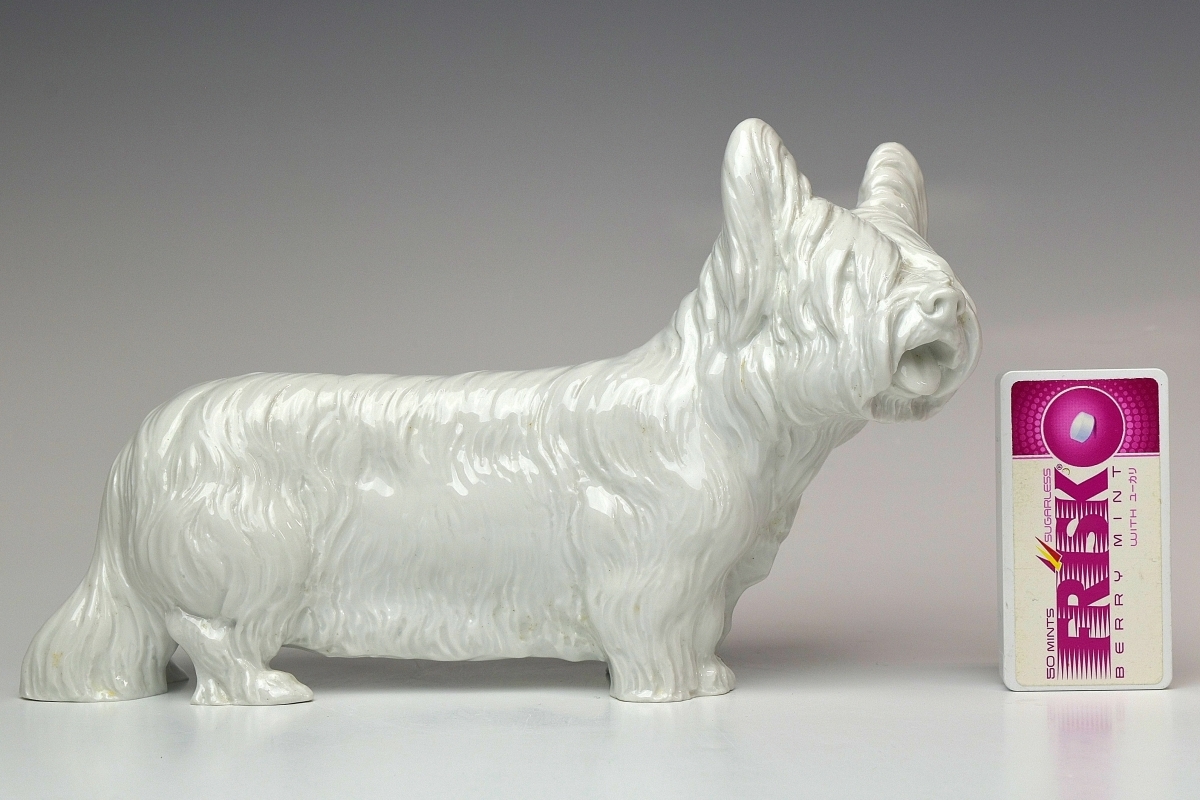 【趣楽】 希少　西洋美術　マイセン　「スカイ・テリア」　幅２１ｃｍ　犬　本物保証　Ｕ１９２１_画像3