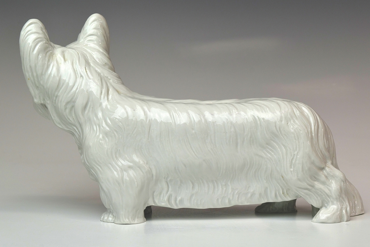 【趣楽】 希少　西洋美術　マイセン　「スカイ・テリア」　幅２１ｃｍ　犬　本物保証　Ｕ１９２１_画像5