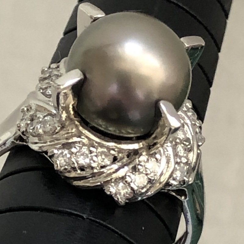 PT900 ダイヤ 0.27ct 黒蝶貝 ブラックパール 本真珠 10mm玉 9.86g 三越 IW307BJ09PT_画像4