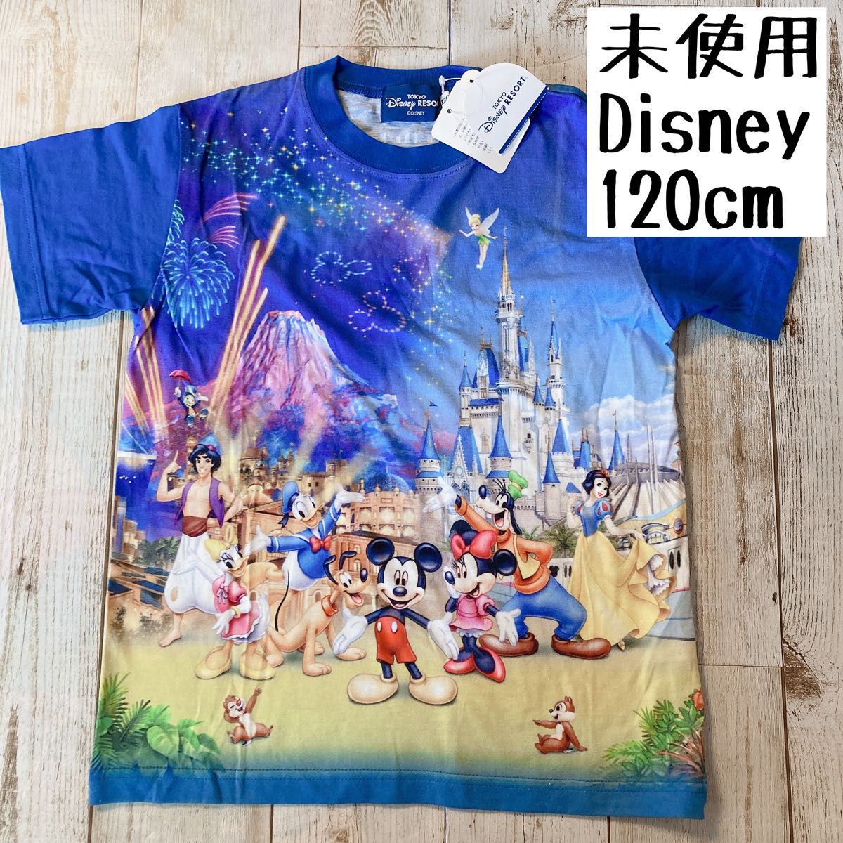 【未使用】超レア　東京 ディズニー リゾート オールスター　Tシャツ　120 半袖Tシャツ 総柄 ミッキーミニー ピーターパン