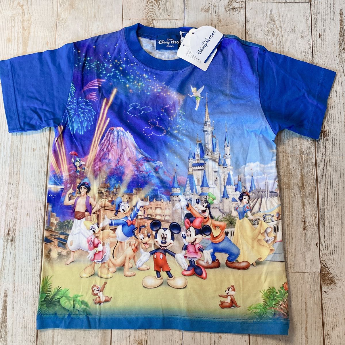 【未使用】超レア　東京 ディズニー リゾート オールスター　Tシャツ　120 半袖Tシャツ 総柄 ミッキーミニー ピーターパン