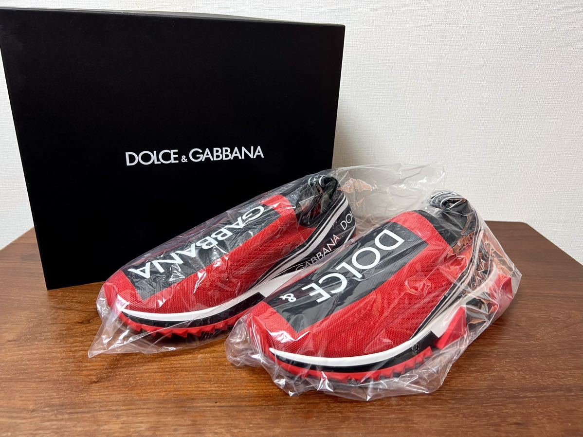 未使用 付属品完備 ランウェイ登場モデル DOLCE&GABBANA ロゴ ソレント ストレッチ スニーカー レッド サイズ43 (サイズ42〜44の方着用可)_画像1