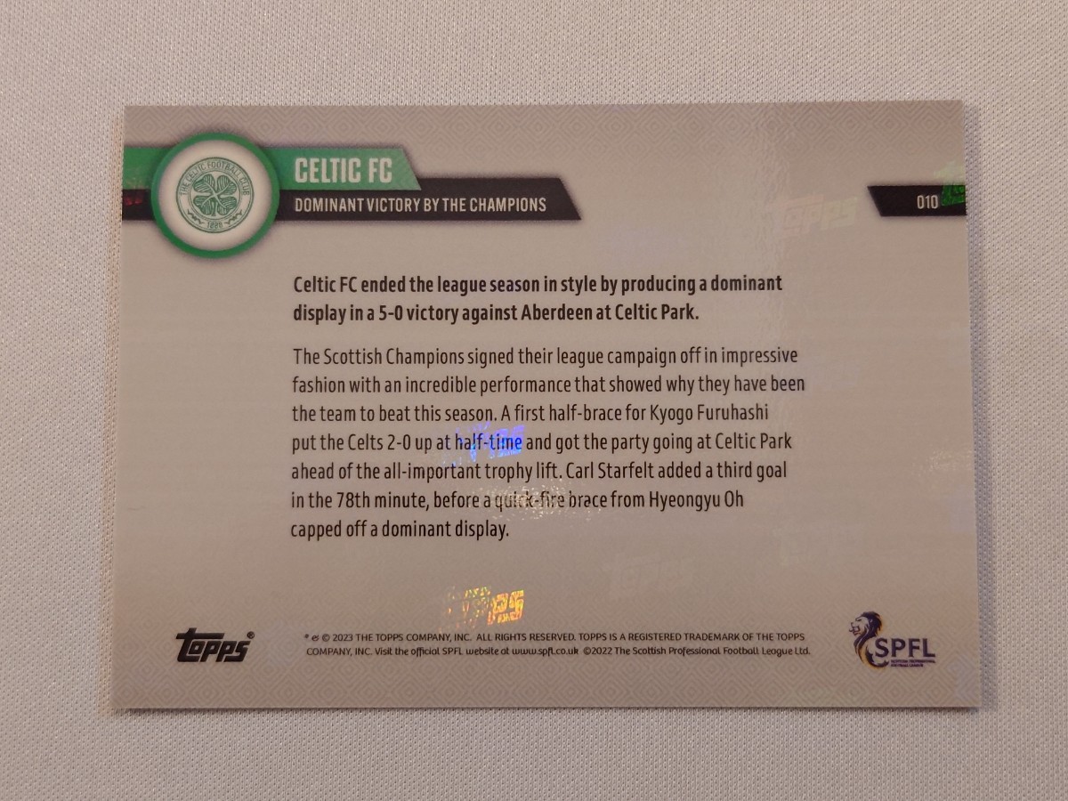 【57/99】topps now card 古橋亨梧 セルティック #010 プレミアリーグ 2022-23 トップスナウ カード Celtic FC ヴィッセル神戸 日本代表 1_画像3