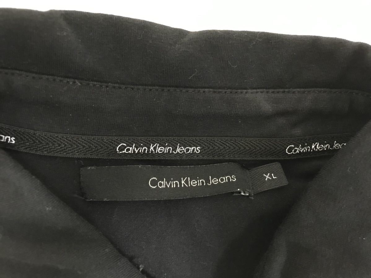 本物カルバンクラインジーンズCalvin Klein Jenasコットン半袖ポロシャツメンズアメカジサーフミリタリービジネススーツXL黒ブラック_画像4