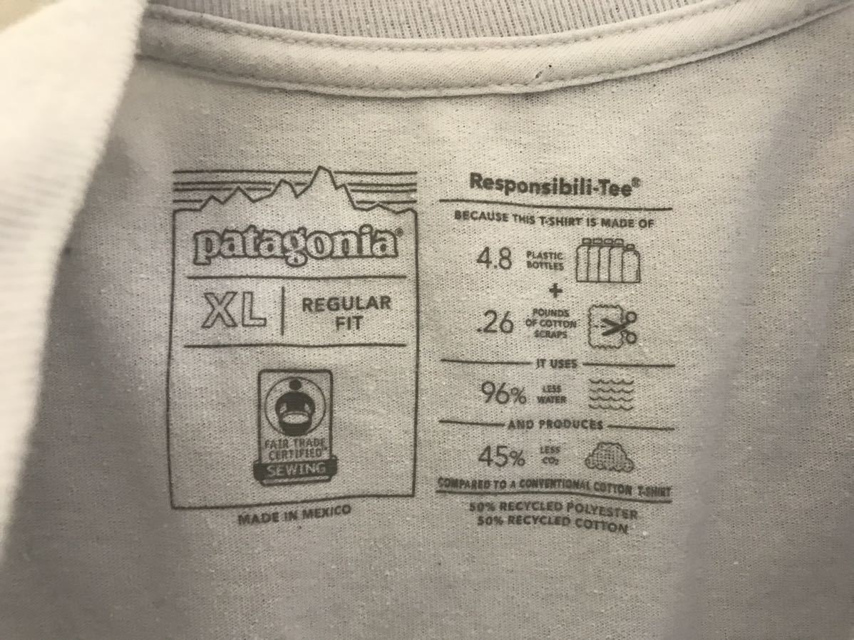 本物パタゴニアpatagoniaコットンタグポケット半袖TシャツメンズアメカジサーフミリタリービジネススーツXLメキシコ製白ホワイト