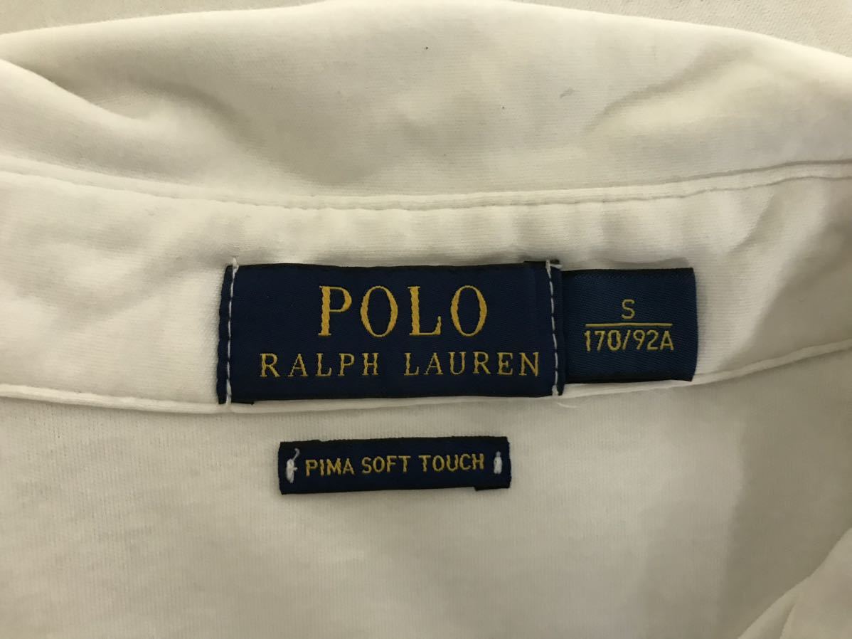 本物ポロラルフローレンPOLO RALPH LAUREN コットン半袖ポロシャツメンズアメカジサーフミリタリービジネススーツゴルフ白ホワイトS