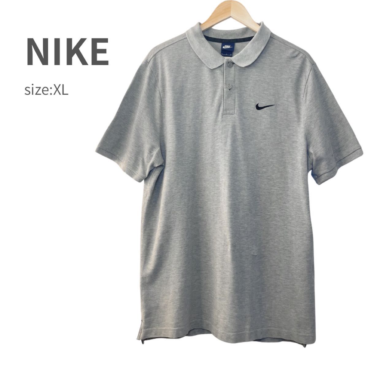 【訳アリ美品】NIKE ナイキ ポロシャツ 半袖 グレー ロゴ入り ユニセックス GOLF ポロワンピース ユニセックス
