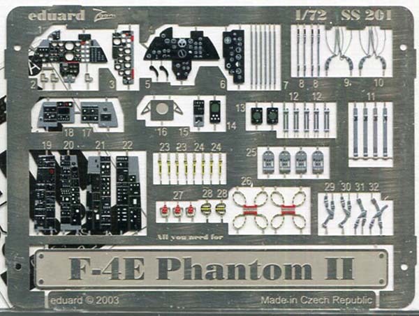 エデュアルド SS201 1/72 カラーズーム　F-4E ファントム II 用塗装済みエッチングパーツ_画像2