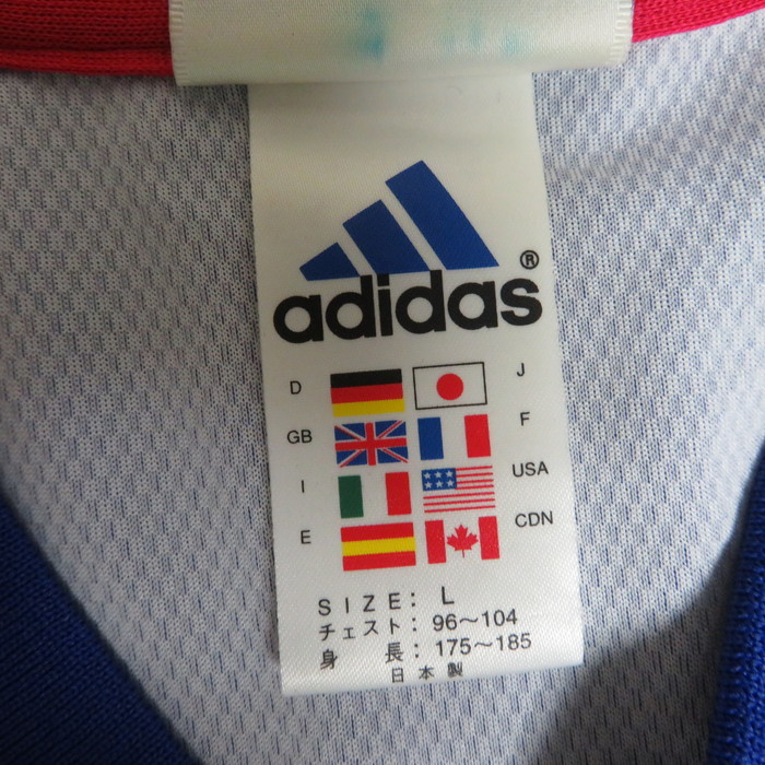 古着 メンズL adidas/アディダス サッカー 日本代表 2002-03 レプリカ ホーム ユニフォーム 半袖 ブルー 381414_画像6
